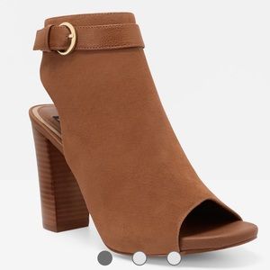 White House Black Market Brown Suede Buckle Booties